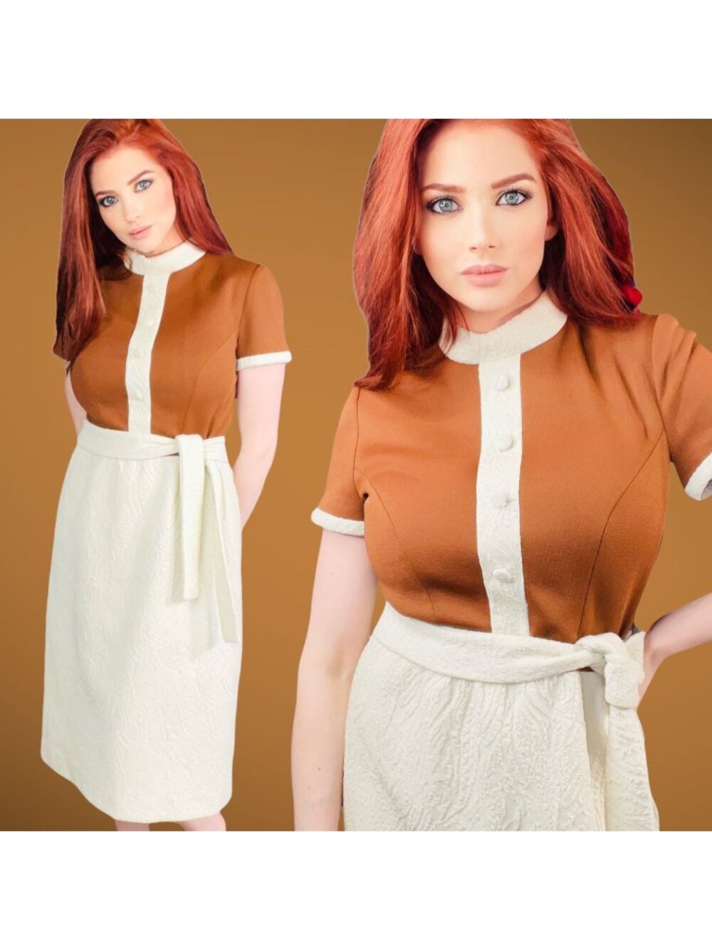 Vintage 1960s 60s Lilli Ann Womens Jacquard Knit Dress + Matching Belt Small